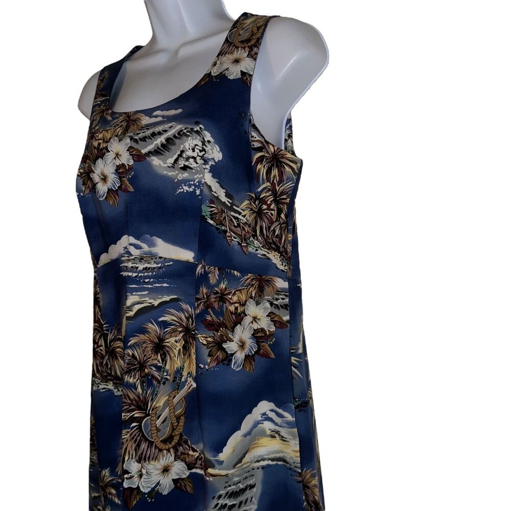 Vtg Hilo Hattie Hawaii Muumuu Beach Dress Womens 8 Blue Mumu Floral Hawaiian - Picture 4 of 10